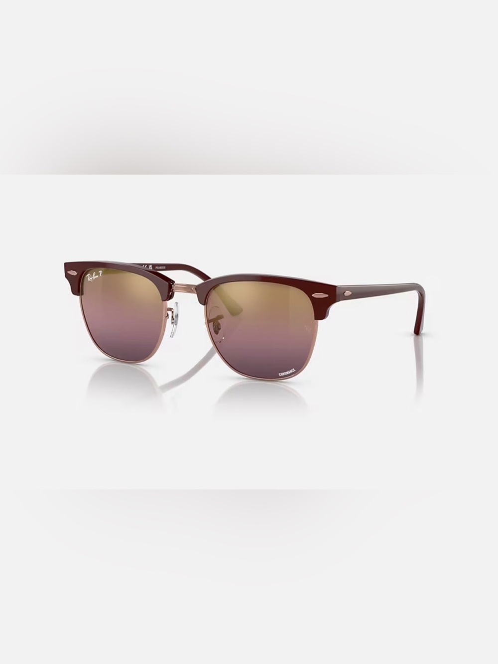 Ray-Ban NWOT POLARIZED Clubmaster - Tortoise Frame with Pinkish Color Lense - Picture 4 of 5